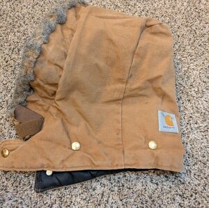 VTG Carhartt 968QH Brown Faux Fur Quilt Lined Snap Hood Duck Canvas Hood only
